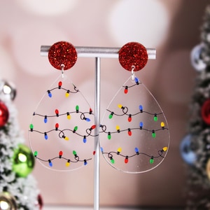 Christmas Lights Teardrop Earrings: Holiday Statement Jewelry