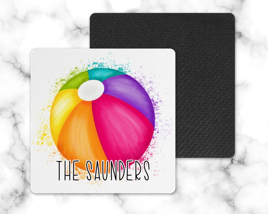 Personalized Beach Ball Drink Coaster Personalized Round Drink Coaster