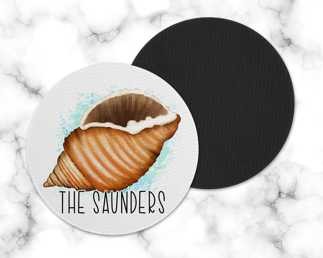 Personalized Conch Shell Drink Coaster Personalized Round - Etsy