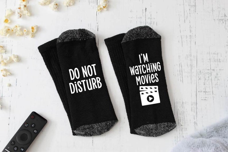Do Not Disturb, I'm Watching Movies Novelty Socks Watching Movies Novelty Socks Movie Watching Socks Mother's Day Gift image 1