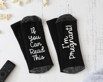 If You Can Read This, I'm Pregnant Novelty Socks - Unique Pregnancy Announcement