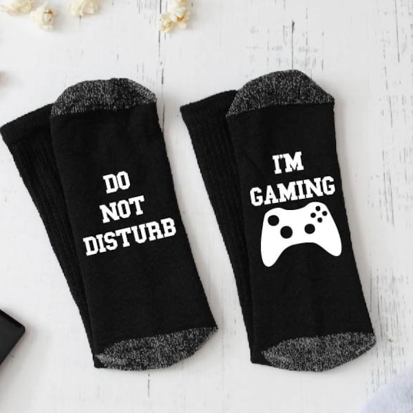 Do Not Disturb, I'm Gaming Novelty Socks - Stocking Stuffer - Gift for Him - Gift For Her - Gift Under 20 - Father's Day Gift