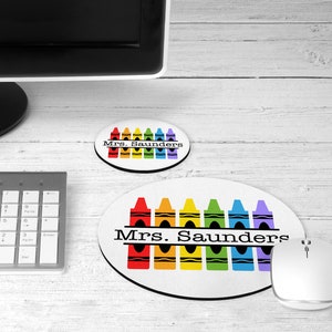 Personalized Teacher Mouse Pad: Crayon Desk Set