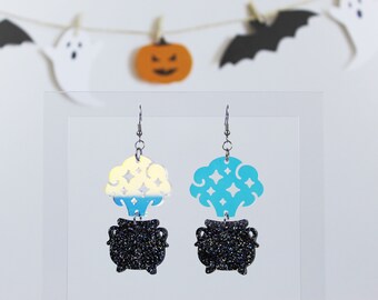 Iridescent Cauldron Dangle Earrings - Halloween Earrings - Dangle Earrings - Handmade Earrings - Spooky Earrings - Under 20