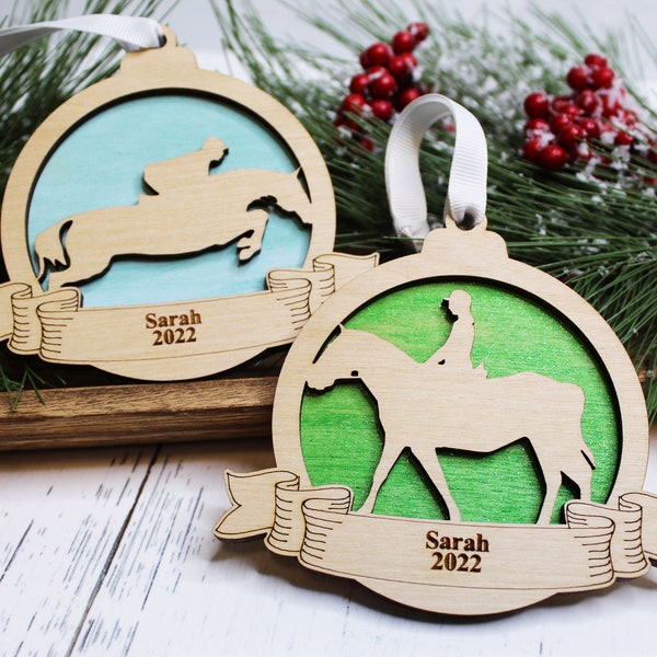 Personalized Equestrian Ornament -  Horseback Riding Ornament - Sports Ornament - Team Christmas Gift - Wood Ornament - Gift Under 15