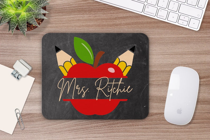 Personalized Teacher Mouse Pad Apple Mouse Pad Chalkboard Etsy