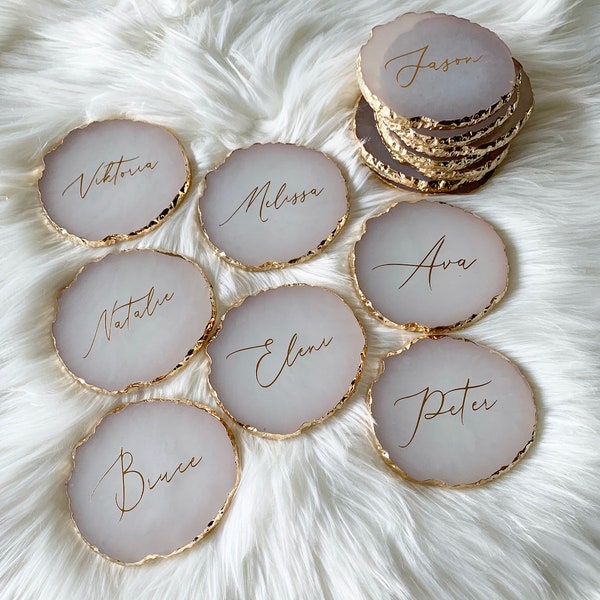 Gold Agate Look Coasters | Slices