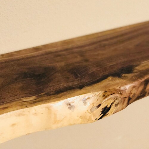 Black Walnut Live Edge Floating Shelf Bracket & Hardware Etsy