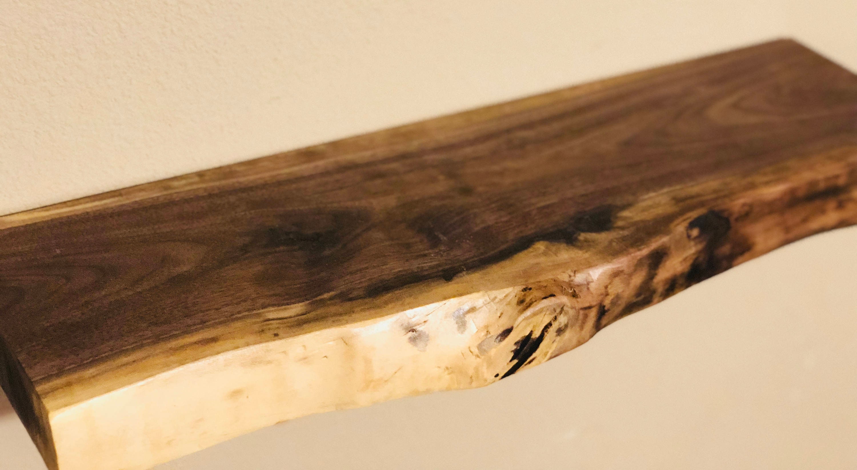 Shelving Storage & Organization Live Edge Walnut Floating Shelf