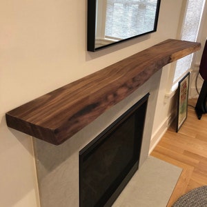 Live Edge Floating Shelf Solid Black Walnut Complete Kit Includes Mounting Bracket and Hardware image 4