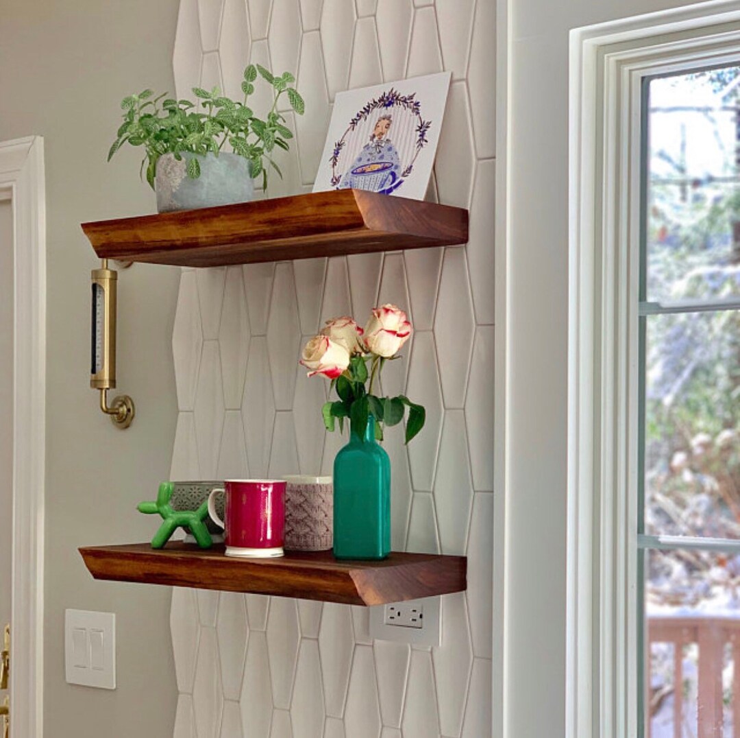 Live Edge Floating Shelf - Solid Walnut - Complete DIY Kit - Etsy