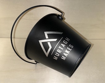Personalized 4” Black Metal Bucket – Custom tailored for Events, Weddings, or Gifts