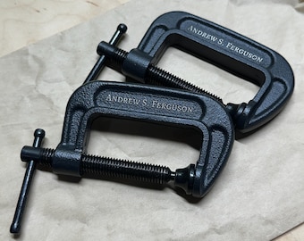 Personalized 2” Metal C-Clamp – Heavy-Duty Cast Iron Personalized Tool for Woodworkers, Makers, DIY Gifts