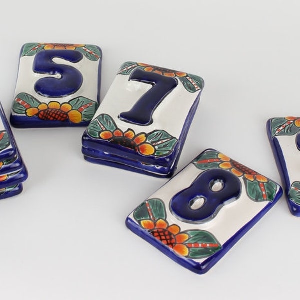 Números de casa, Números de dirección, Azulejo mexicano, Número de casa de cerámica, Número de Talavera, Placa de dirección, Talavera, Número, Números de mesa de boda