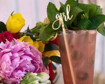 Baby shower stir stick, Gender Reveal Girl, Boy drink Stirrer (set of 10), drink stick, acrylic cakepop stick