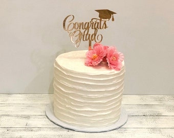 Graduation cake topper acrylic or wood grad cake topper