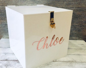 Wishing well, FREE SHIPPING. acrylic gift card box, money box,wedding box, engagement box, custom wishing well, custom money box