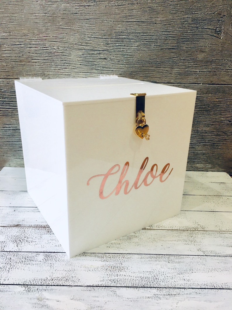 Wishing well, FREE SHIPPING. acrylic gift card box, money box,wedding box, engagement box, custom wishing well, custom money box image 1