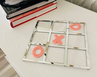 Acrylic colored Tic Tac Toe Board Game kids or adult lucite game hearts or x and o