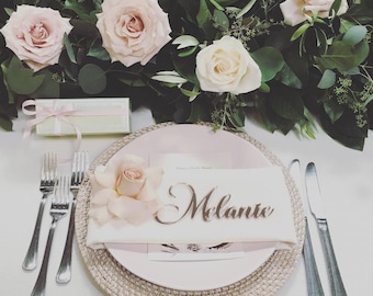 Set of 10 Custom Name Cutout Acrylic place cards customizable laser cut place setting name