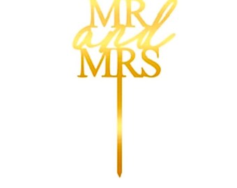 Mr and Mrs gold mirror acrylic cake topper wedding