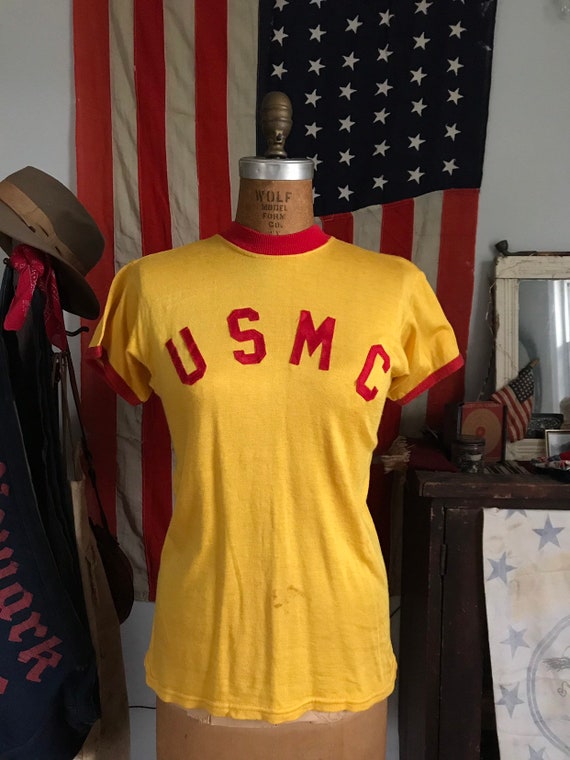 1950s 50s Korean War era USMC durene ringer tee