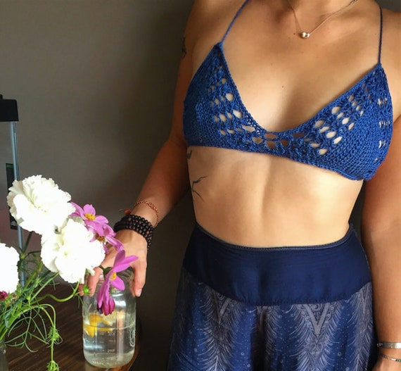 LOVESHORE, Eve Bralette 🌬 This bralette features bra cup design with a  crochet picot edge and an intricate floral-like band design. The Hebrew  me