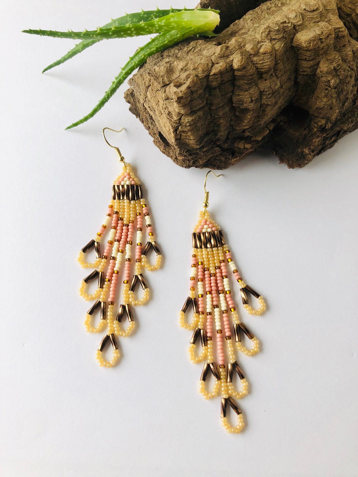 Boho Tribal earrings Seed beads earrings American Native earrings dangle earrings