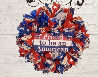 Patriotic Wreath, 4th of July Summer Wreath, USA Flag, Door decor, Fourth of July Wreath, Red White and BLUE Wreath Independence day wreath,
