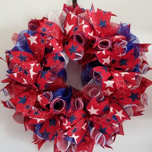 Patriotic Wreath, 4th of July Summer Wreath, USA Flag, Door decor ,Fourth of July Wreath, Red White and BLUE Wreath Independence day wreath,