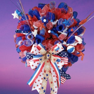 Patriotic Wreath, 4th of July Summer Wreath, USA Flag, Door decor, Fourth of July Wreath, Red White and BLUE Wreath Independence day wreath,