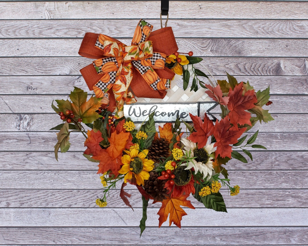 Tobacco Basket Wreath, Fall Wreath,front Door Wreath,everyday Wreath