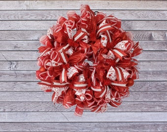 Christmas Wreath, Christmas,  Holiday Wreath, Red and Silver Wreath, Best Door Wreath, Holiday Wreath, Custom Door Wreath