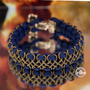 Handmade viking bracelets with paracord and solid bronze Thor Hammer