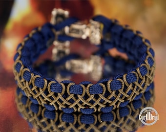 Handmade viking bracelets with paracord and solid bronze Thor Hammer