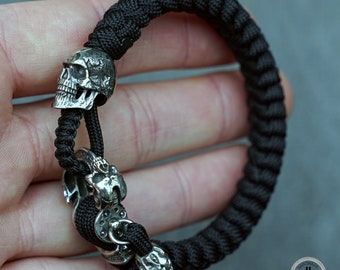 Stilvolles Schädel Armband - viking jewelry, hand-made, manual bracelet, men's bracelet,Titanium steel, statement bracelet