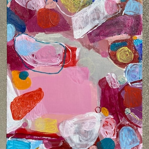 Senza titolo N. 58 Pittura Astratta Colorata Originale Espressionismo 11x14 pollici 300g Carta Evan Saenger Rosso Rosso Rosso Arancione