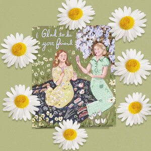 Vriendschapspicknickkaart - Meetup-kaart voor vrienden, maak plannen voor een dagje uit, denk aan je bloemenkaart voor vrouwen