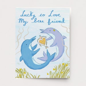 Dolphin Love Card - Card for friend ocean anniversary nature card valentine friendship dolphin gift