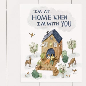 Tarjeta de amor popular - El hogar está contigo tarjeta de felicitación San Valentín aniversario naturaleza arte músico