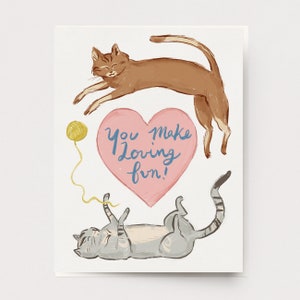Love Cats Card - Greeting card for cat lover valentine anniversary card for wife cute cat love card
