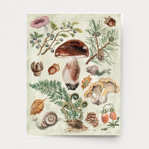 Mushroom Forest Card - Natuurlijke curiosa botanische kaart paddestoel kunst natuur geïnspireerd schilderij