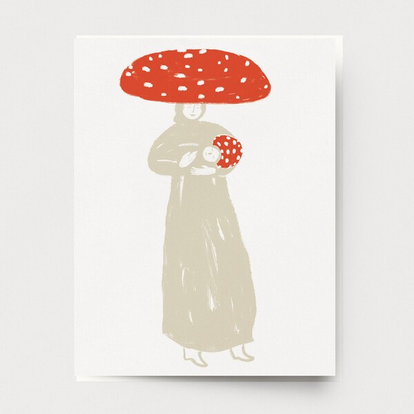 Mushroom Mama Card - Motherhood greeting card congrats mushroom amanita new baby new mom congratulations