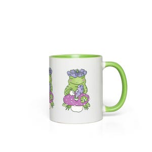 Mug champignon grenouille - Mug en céramique de 11 oz avec accents verts