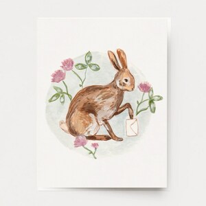 Lapin carte aquarelle - carte d’anniversaire animal cadeau de carte animal Woodland pour amateur de lapin
