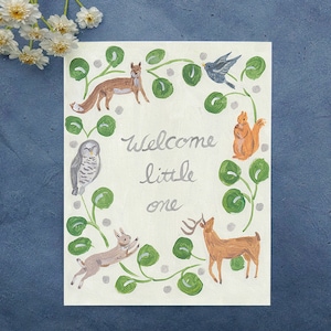 Tarjeta de corona de bosque - Nuevo bebé