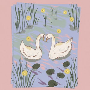 Swan Love Card - Tarjeta de felicitación San Valentín aniversario hermosa naturaleza animal boda romántica felicidades