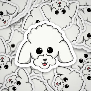 Poodle Decal, Dog Sticker, White Miniature Toy Poodle Handmade