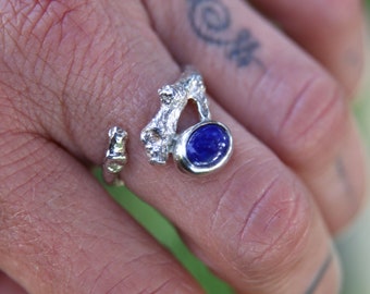 Lapis Lazuli Ring Sterling Silver, Tree Branch Ring. Nature Jewelry