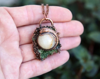 Citrine Sphere Snake Necklace, Green Witch Nature Jewelry